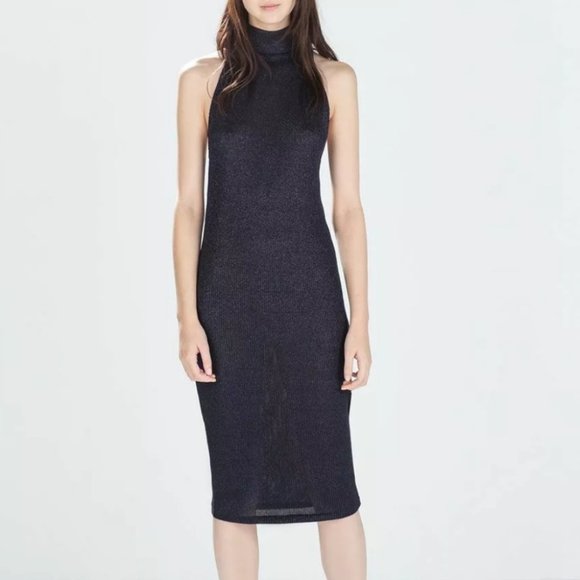 Zara TRF Ribbed Bodycon Midi Sweater Dress Sz S - Picture 1 of 8